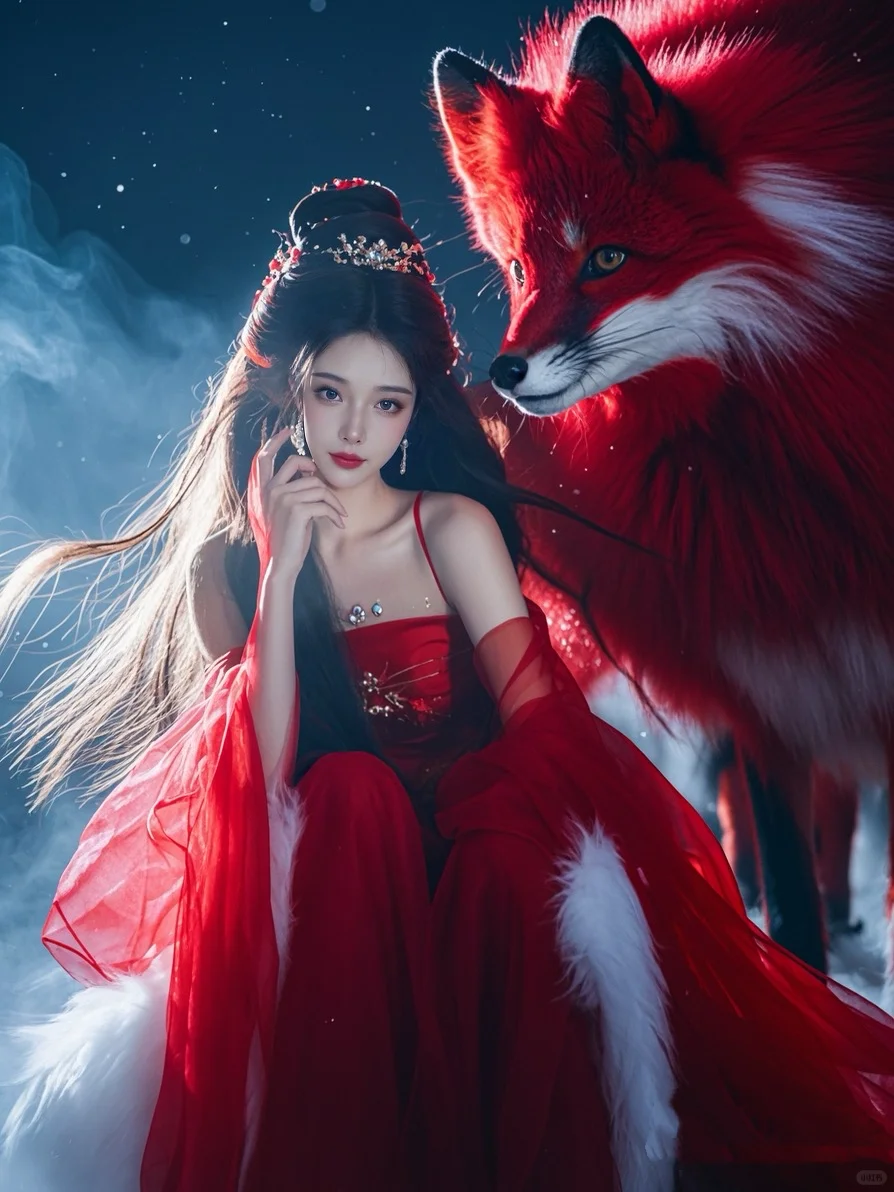 红色狐妖伴妖娆美女写真