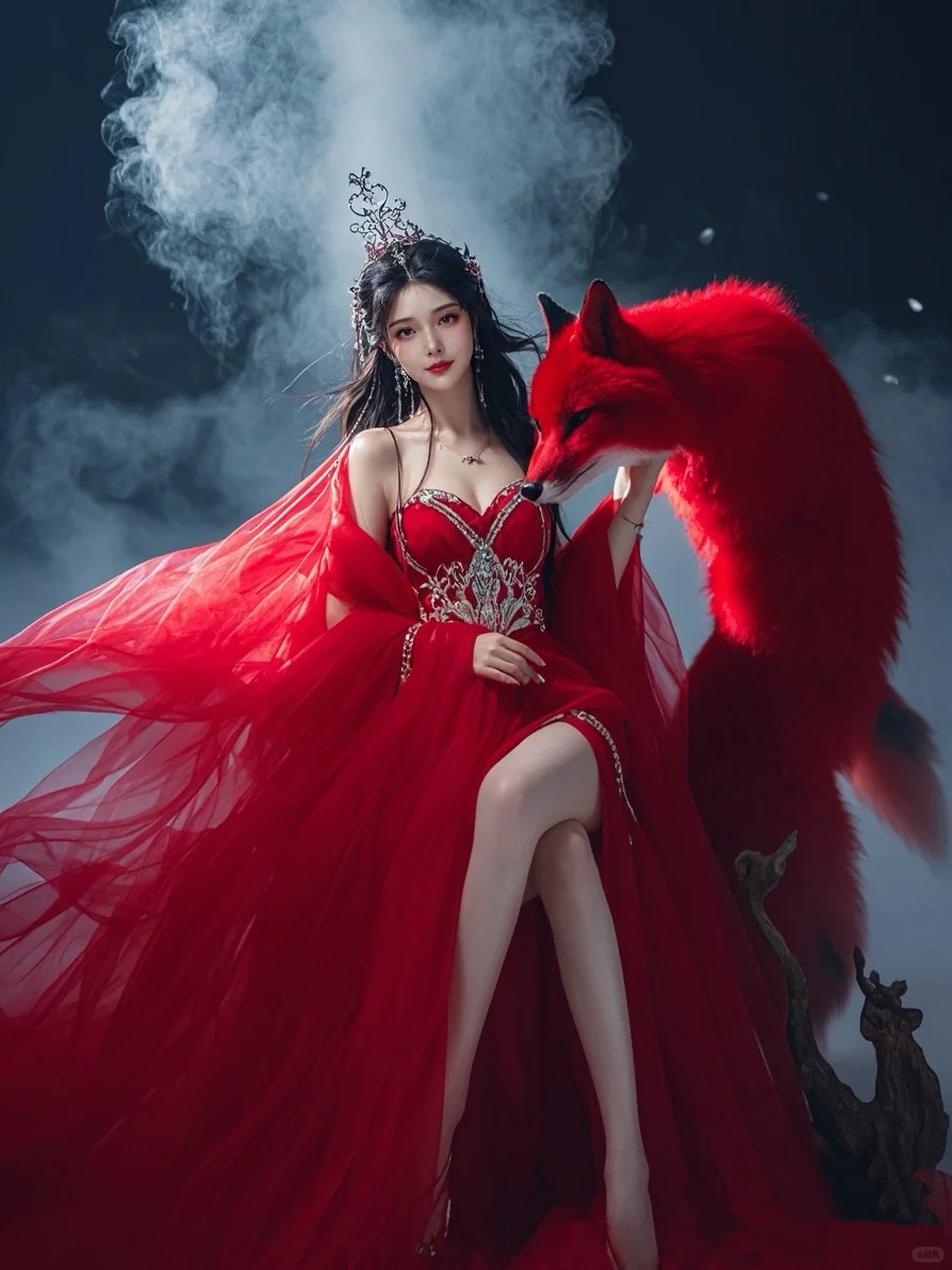 红色狐妖伴妖娆美女写真