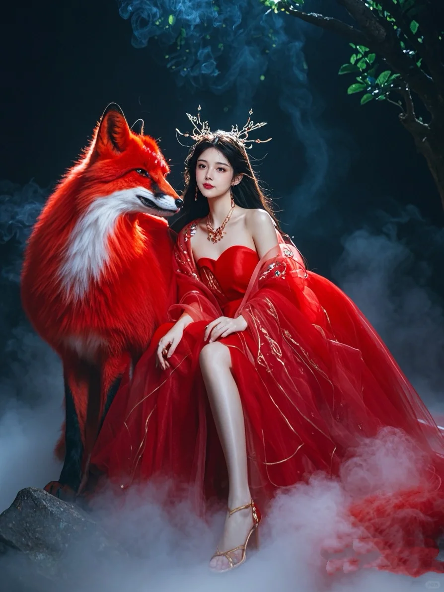 红色狐妖伴妖娆美女写真