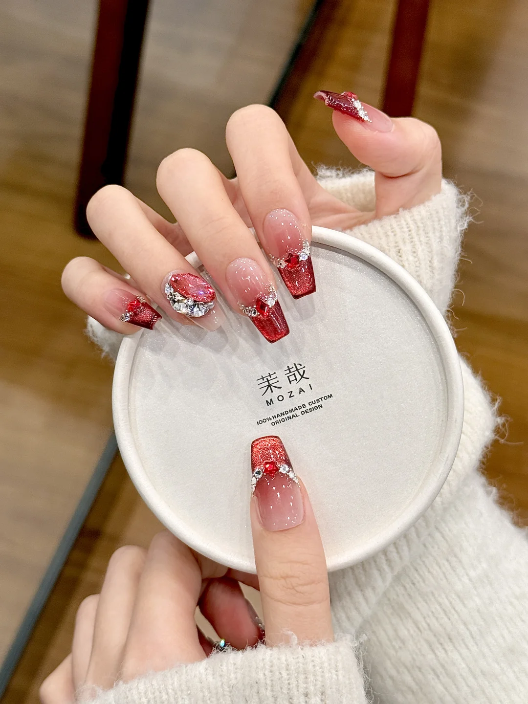 绯色蔷薇感血色法式宝石💅渐变妖艳爆闪🌹
