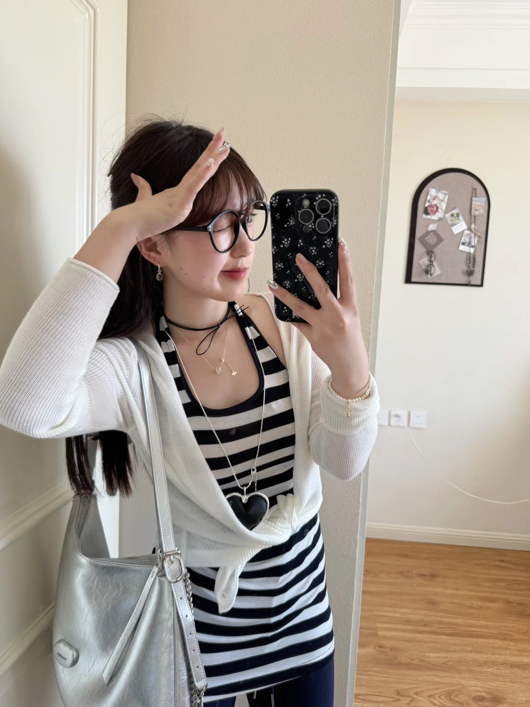 153/95古早辣妹🖤千禧黑白条纹！舒服又显瘦～