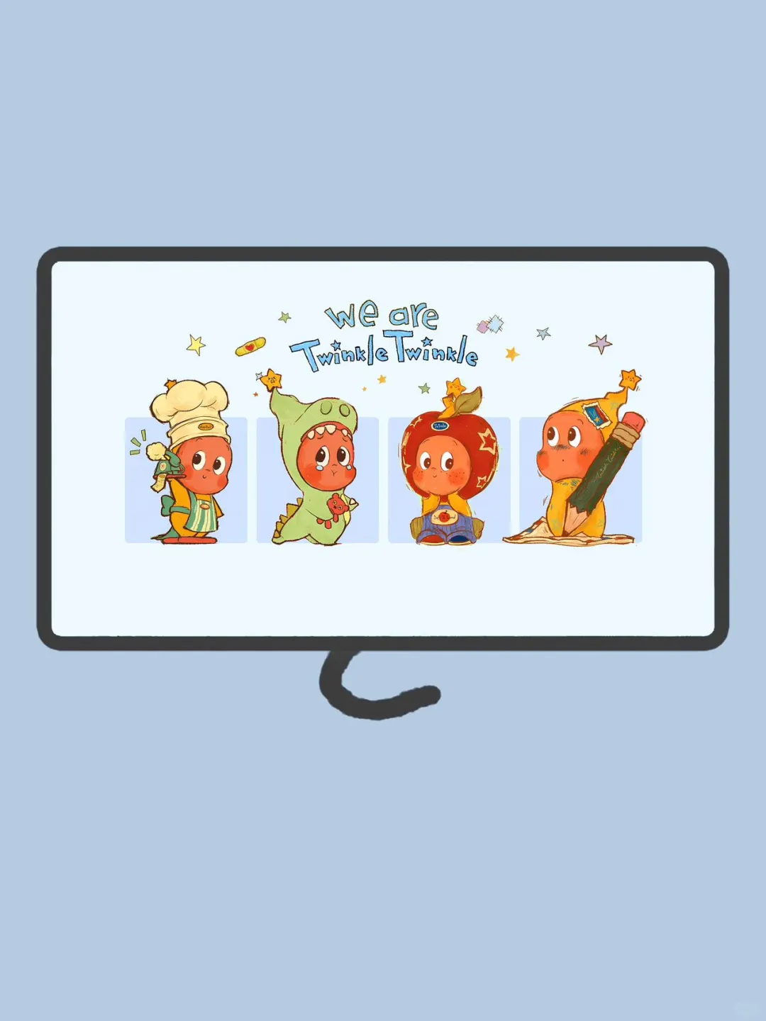 星星人||蓝色系治愈可爱电脑壁纸