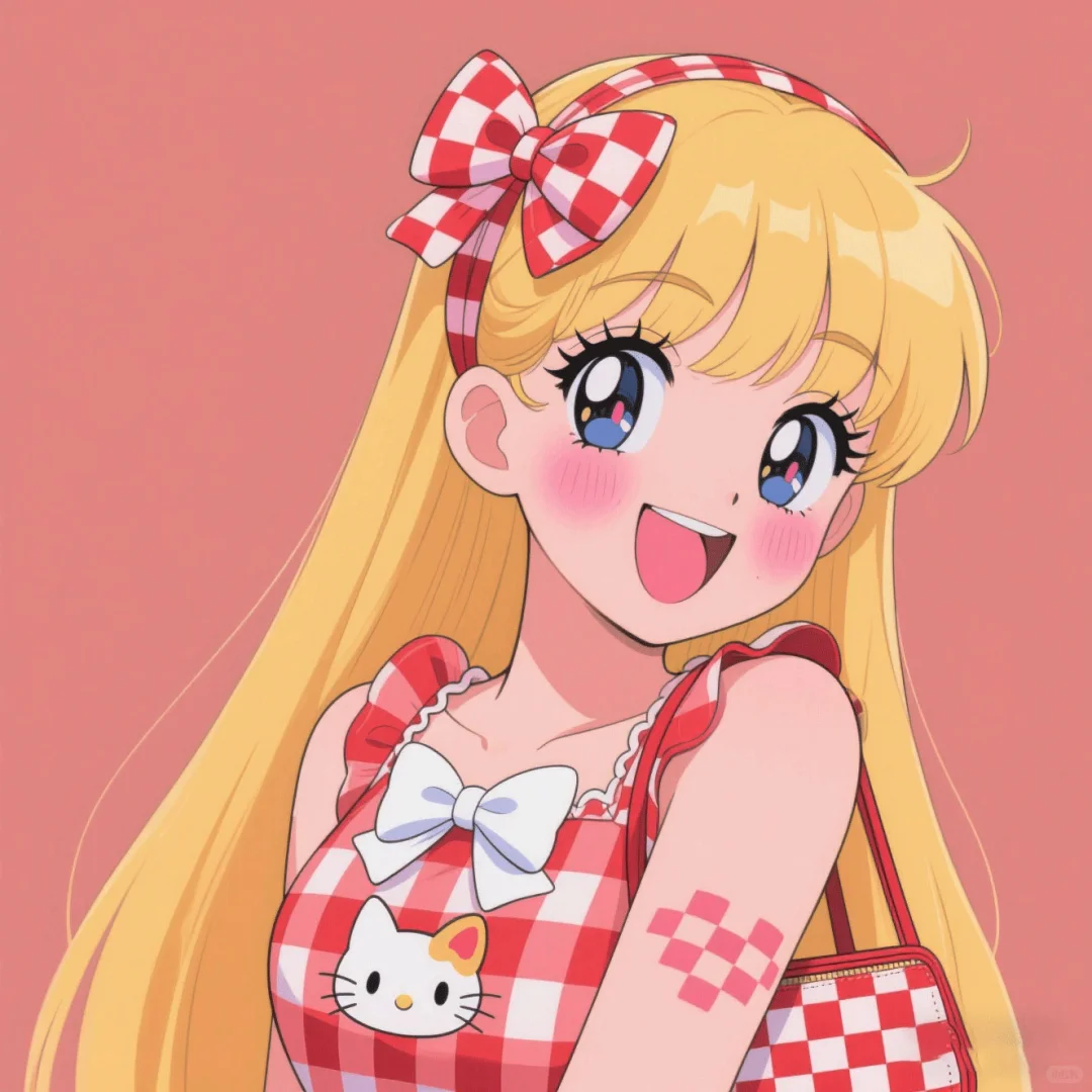格子美少女头像！超可爱头像。