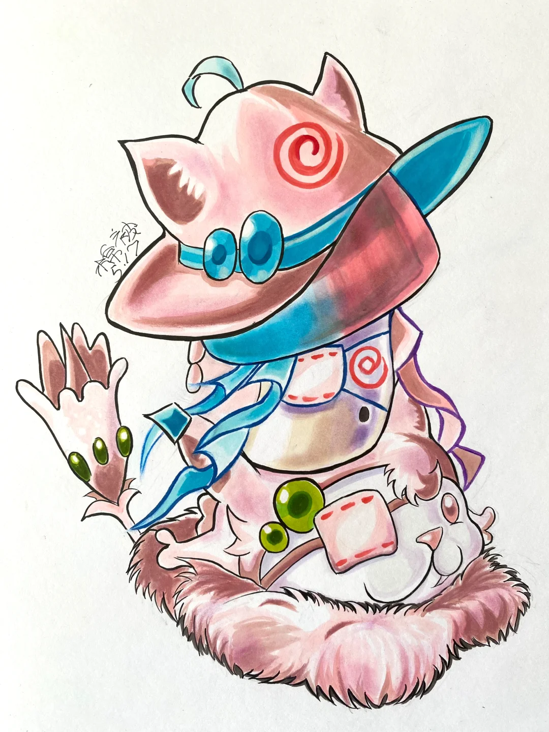 《猫耳魅惑菇+魔法猫尾草怎么画》