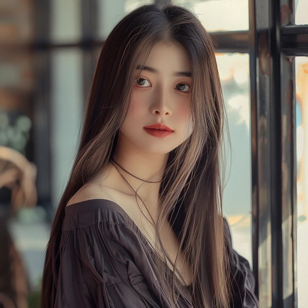 长发气质美女，温柔可人，散发着无穷的魅力