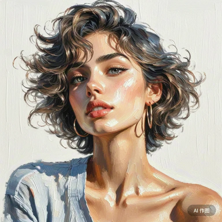 唯美油画，夏日女头像