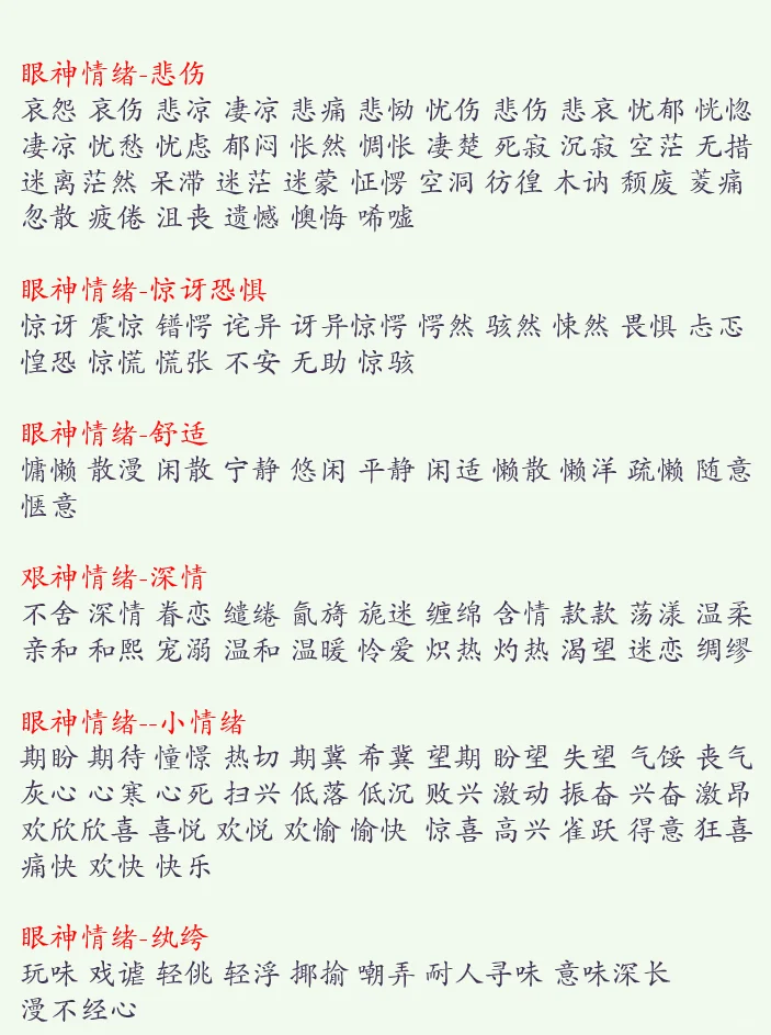 写小说🍃“面部情绪描写”词穷克星来啦