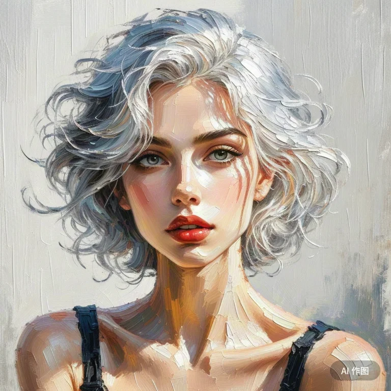 唯美油画，夏日女头像