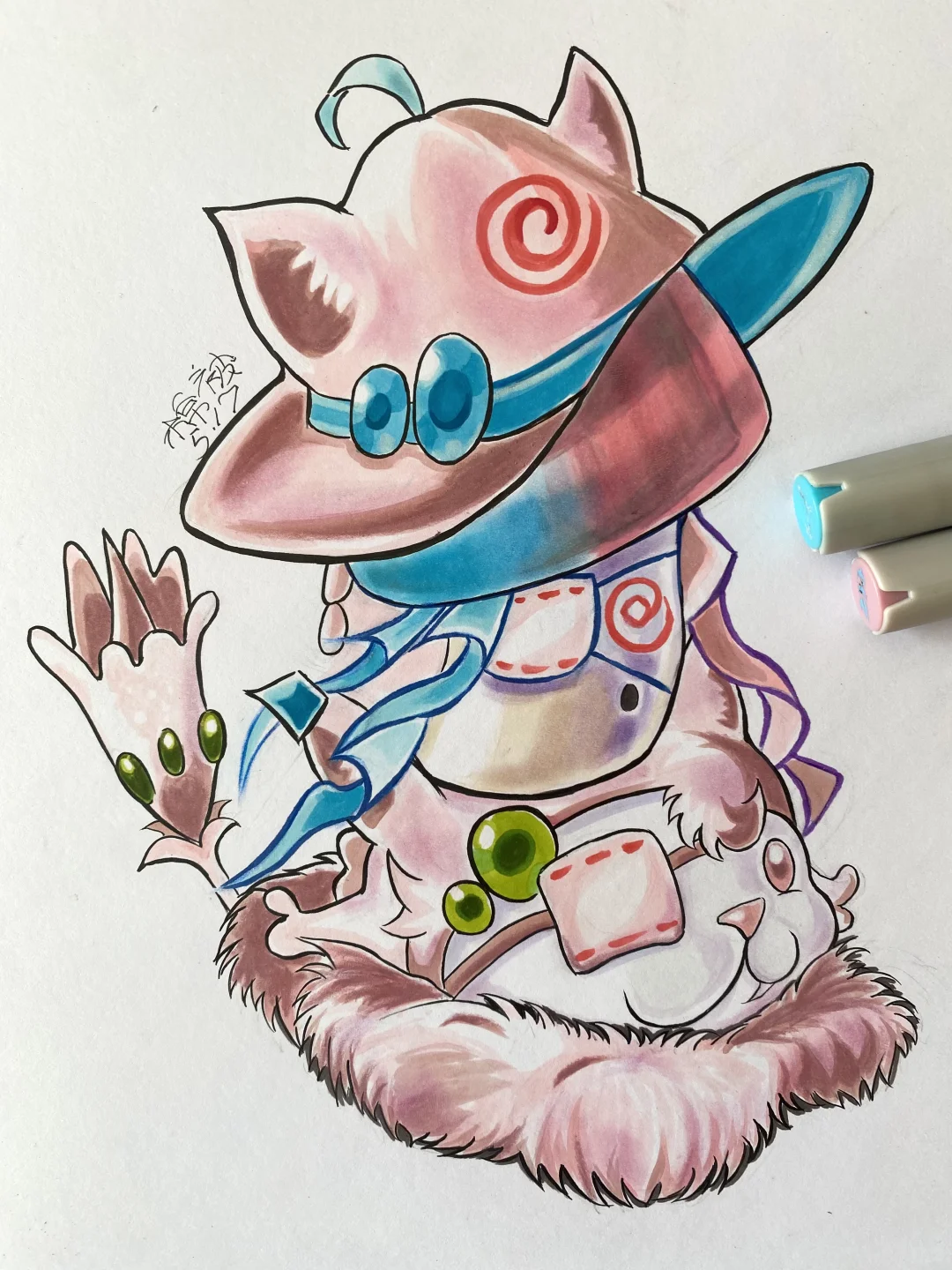 《猫耳魅惑菇+魔法猫尾草怎么画》