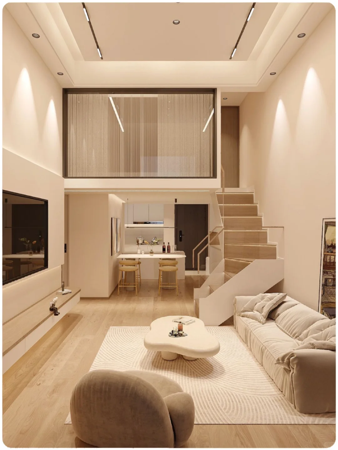 45㎡奶油Loft｜以后买房，就这么装吧