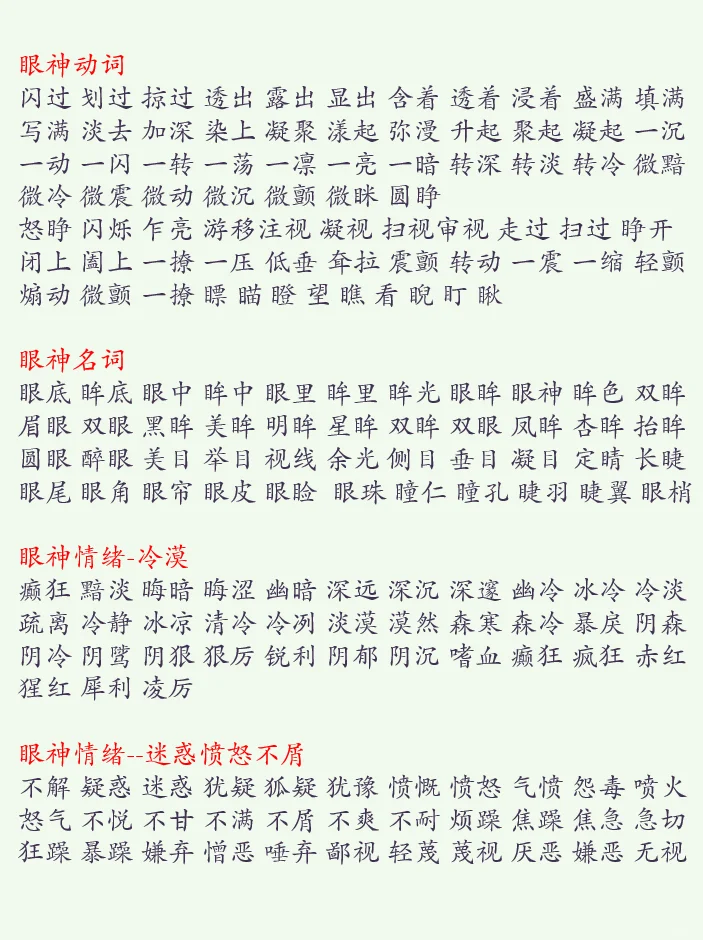 写小说🍃“面部情绪描写”词穷克星来啦