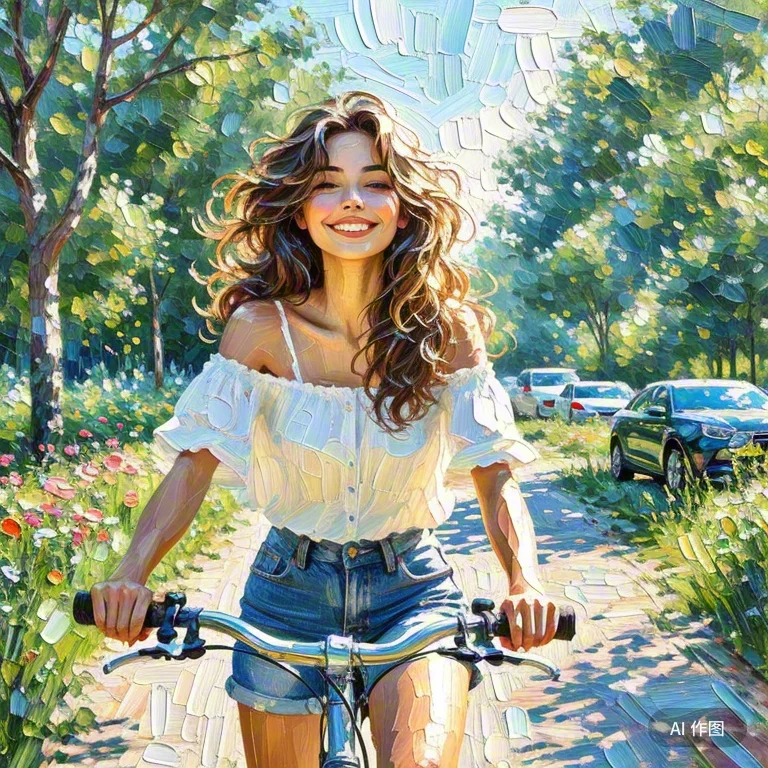 唯美油画，夏日女头像