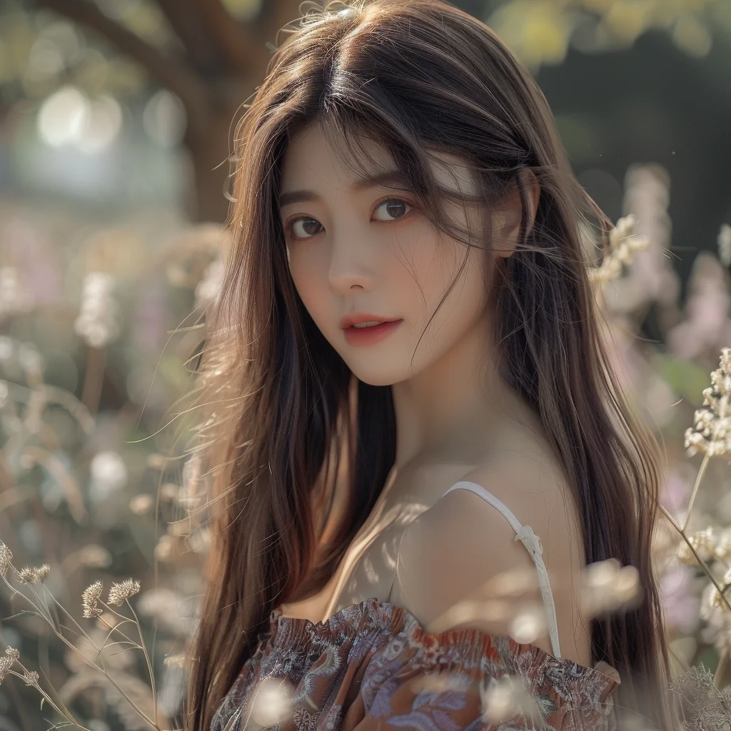 长发气质美女，温柔可人，散发着无穷的魅力