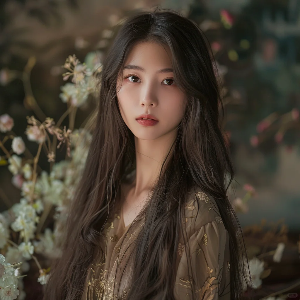 长发气质美女，温柔可人，散发着无穷的魅力