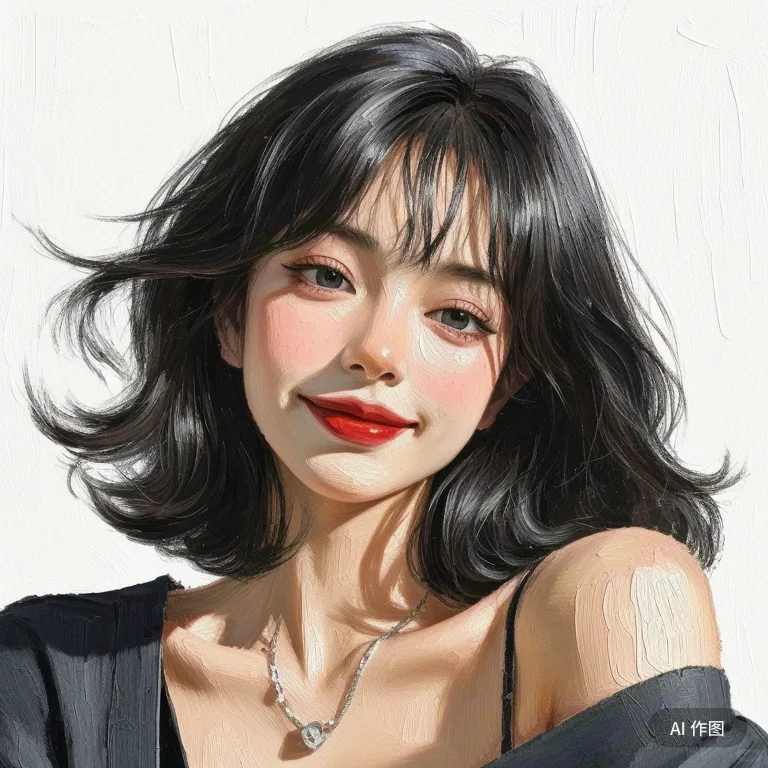 唯美油画，夏日女头像