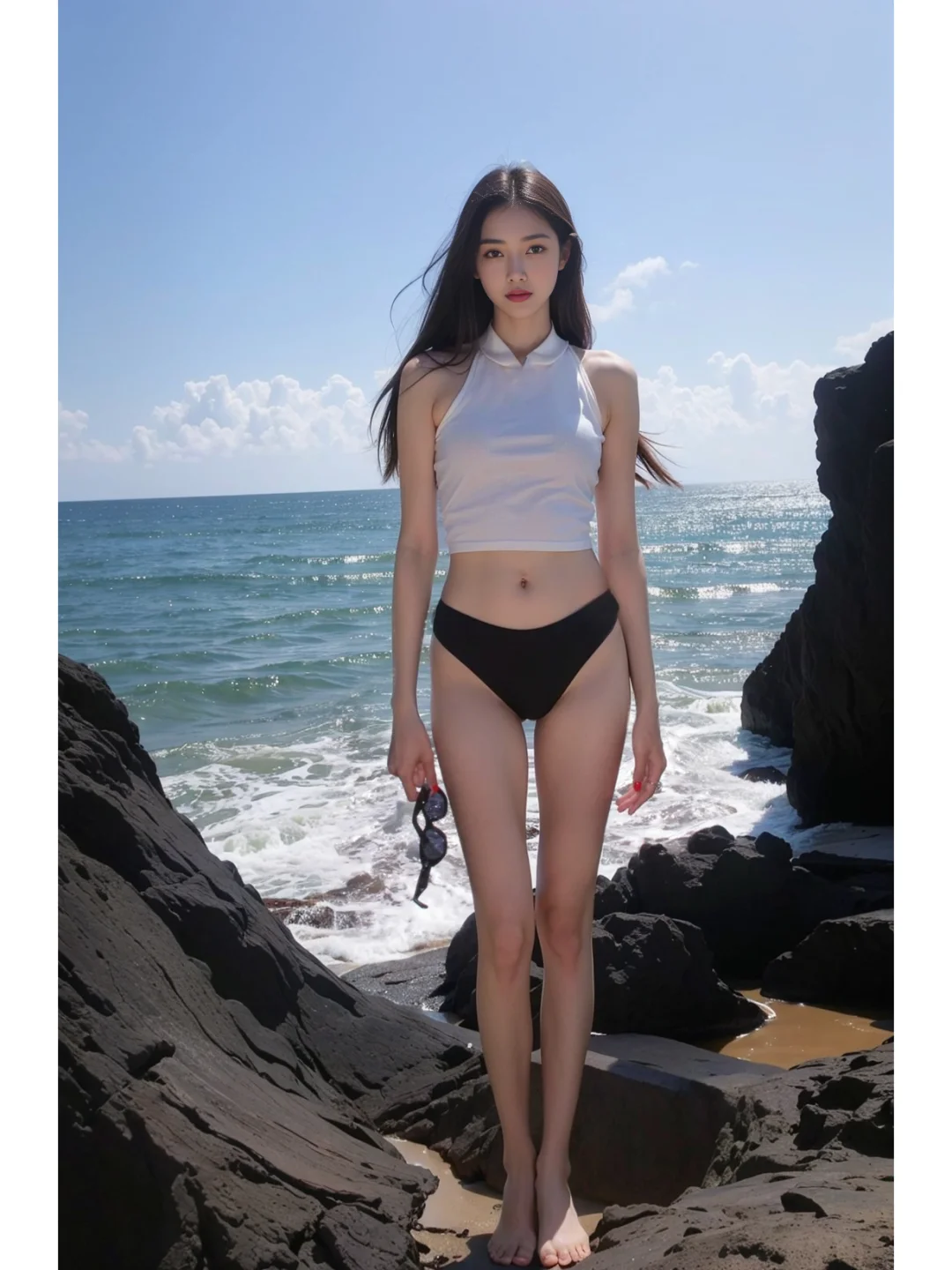 夏日AI绘，礁上丽影🌞