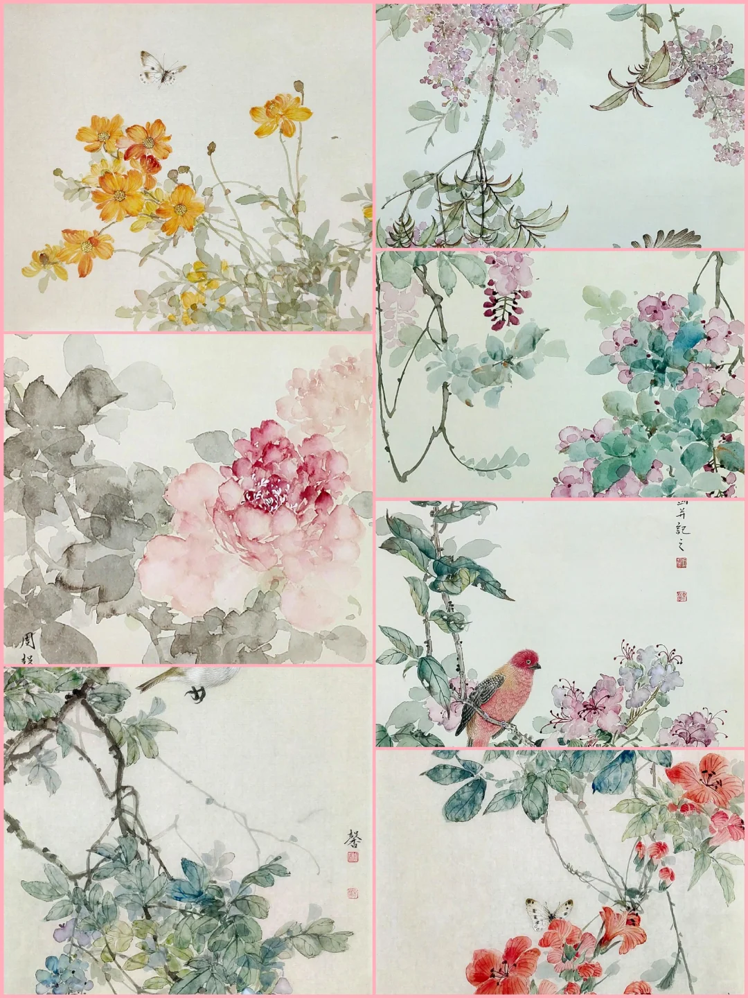 画家周馨没骨画，淡雅朦胧！