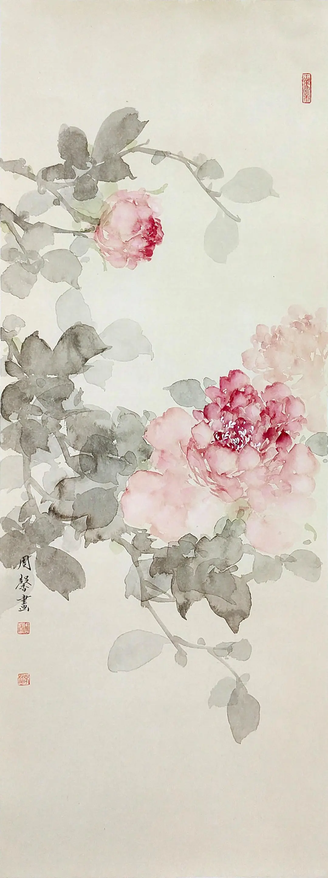 画家周馨没骨画，淡雅朦胧！