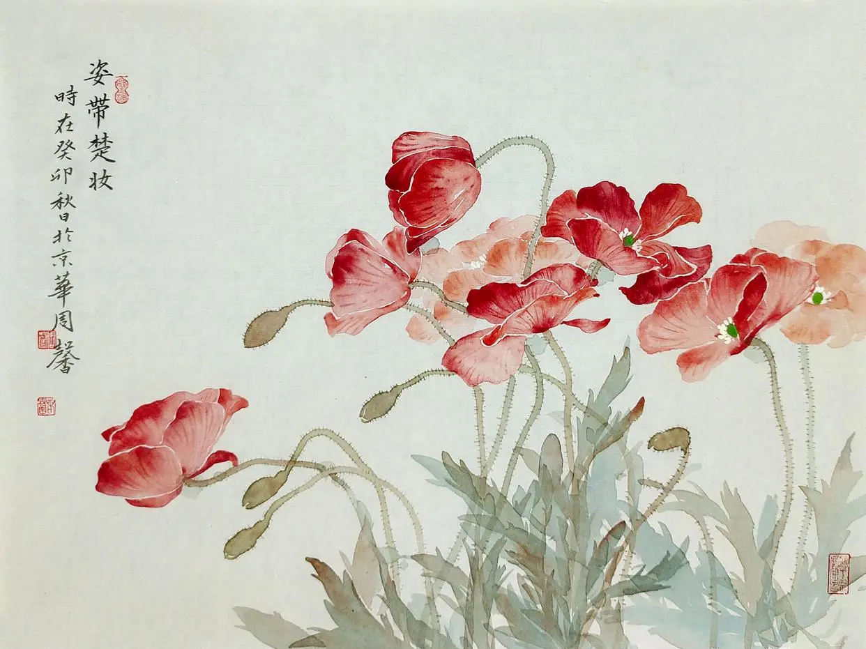 画家周馨没骨画，淡雅朦胧！