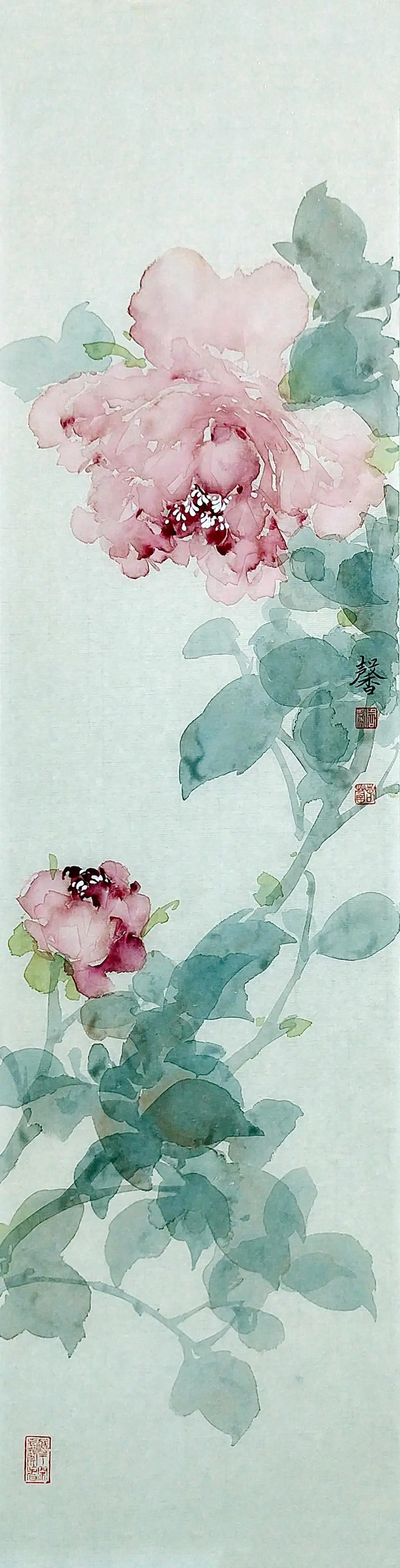 画家周馨没骨画，淡雅朦胧！