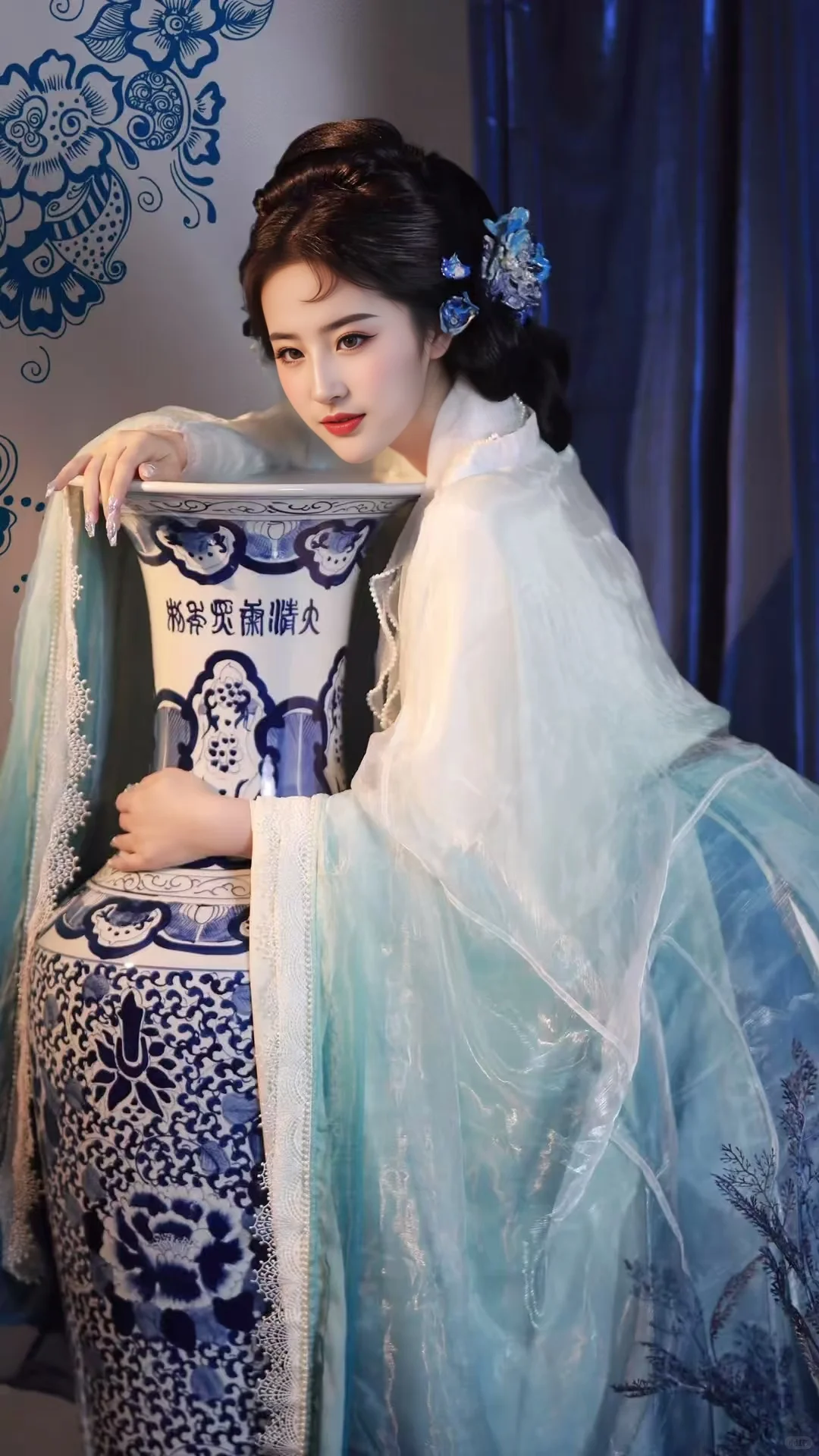 青花瓷美人，古典美女，千娇百媚