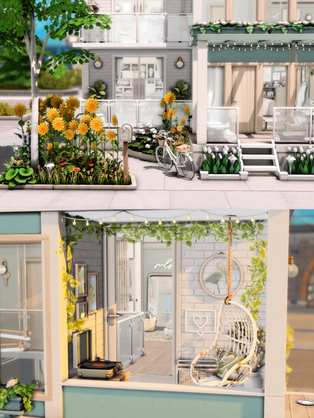 SIMS4｜薄荷系Loft式单身住宅 | CC房屋