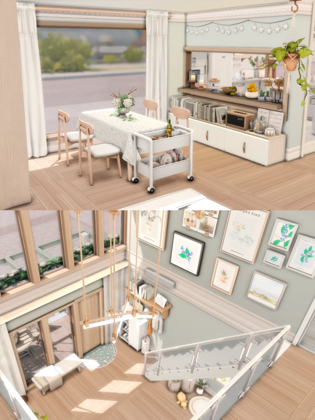 SIMS4｜薄荷系Loft式单身住宅 | CC房屋