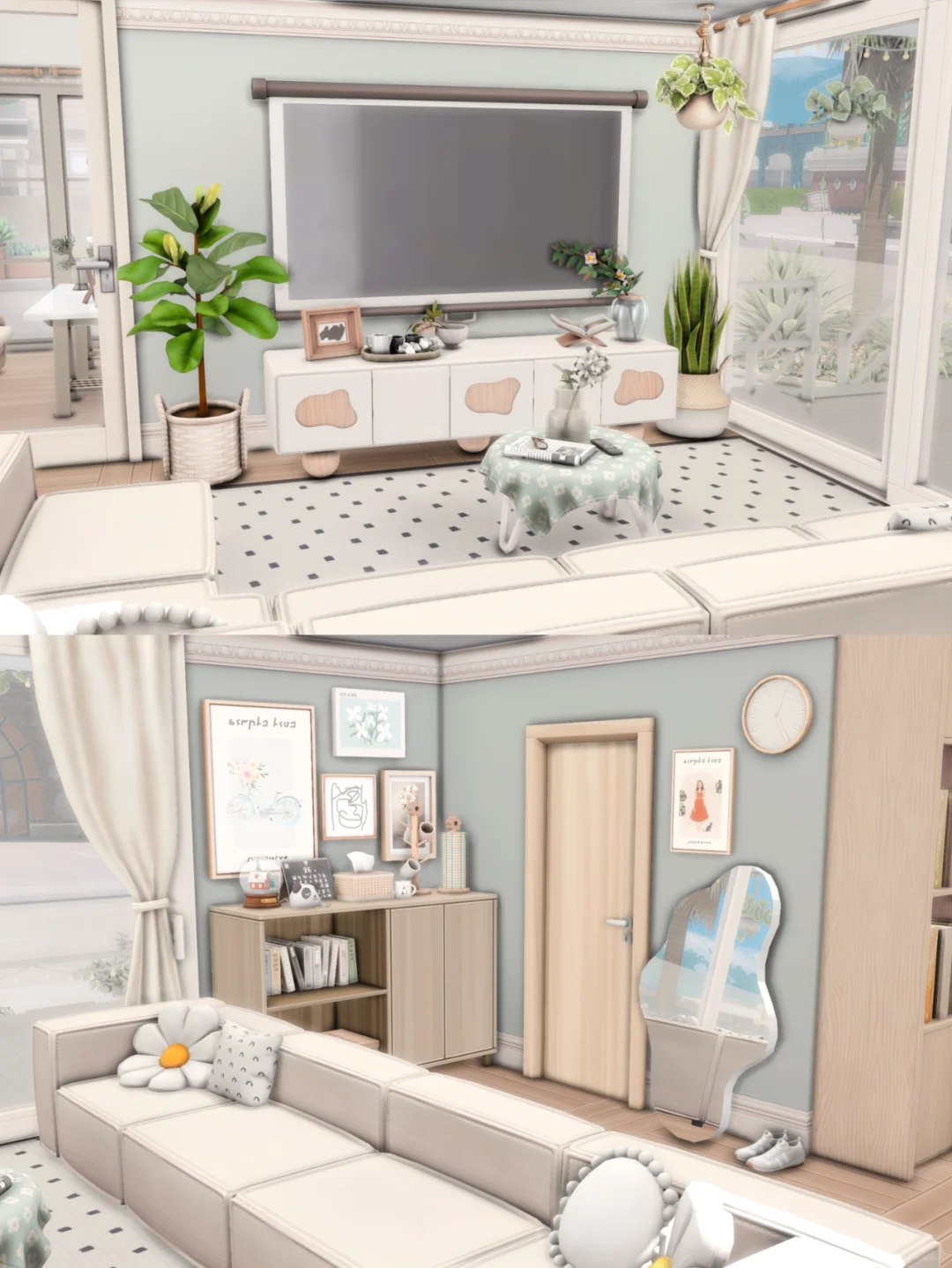 SIMS4｜薄荷系Loft式单身住宅 | CC房屋