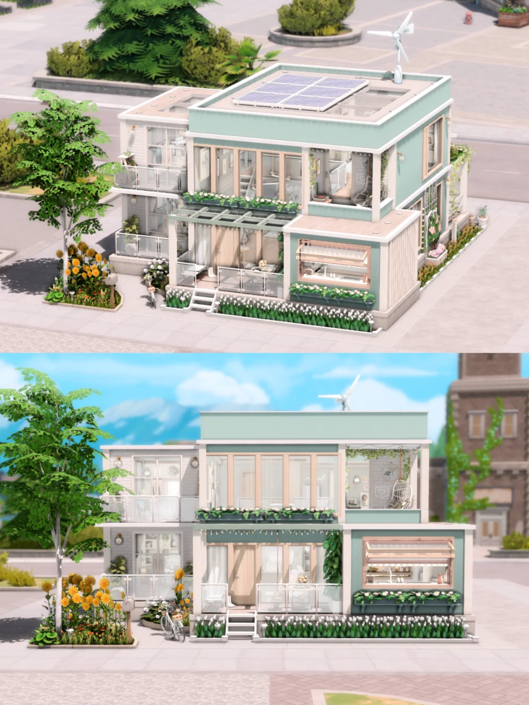 SIMS4｜薄荷系Loft式单身住宅 | CC房屋