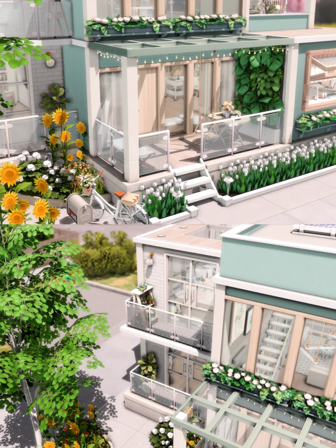SIMS4｜薄荷系Loft式单身住宅 | CC房屋