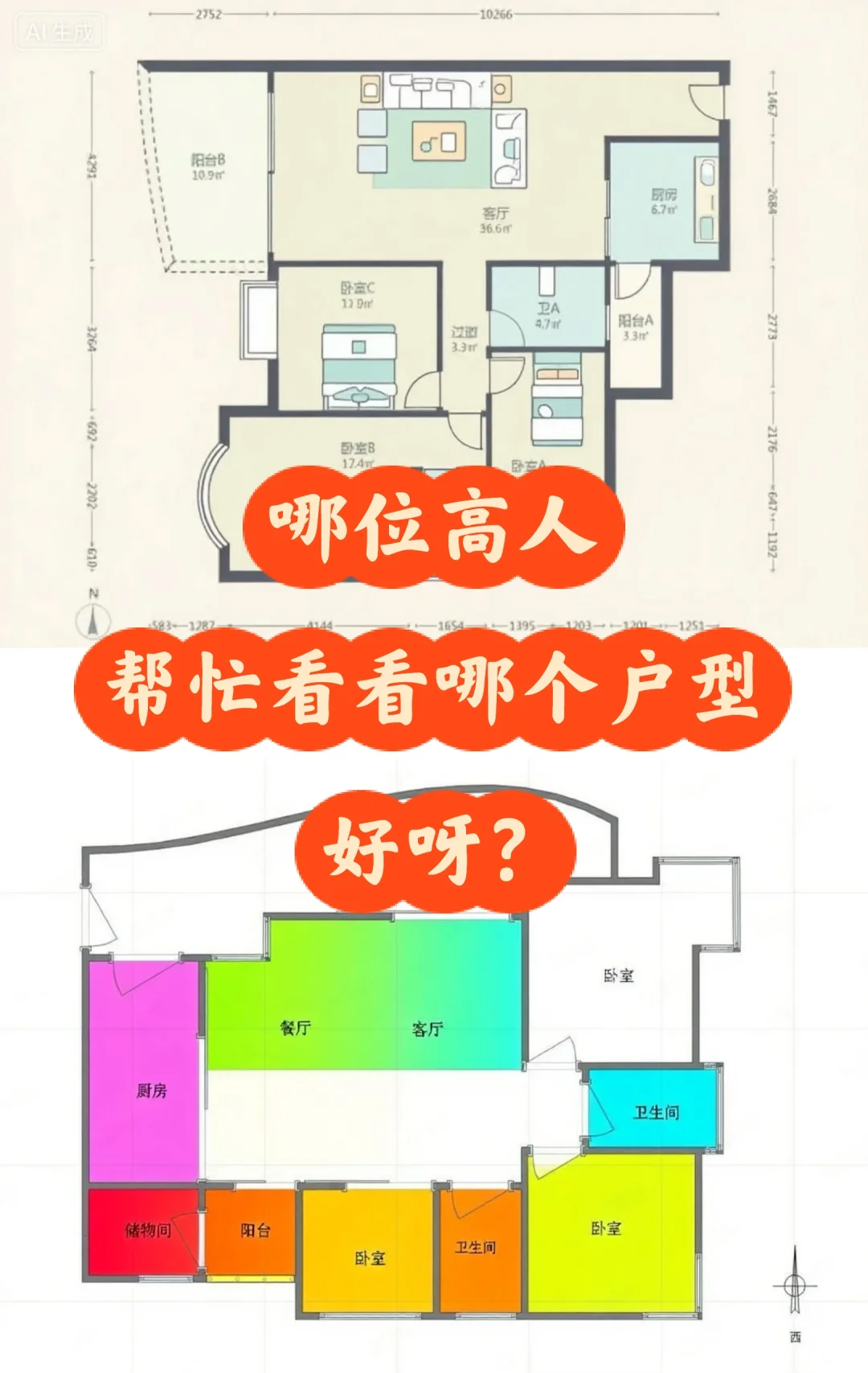 这两种户型哪个比较好呢？🙏🙏🙏