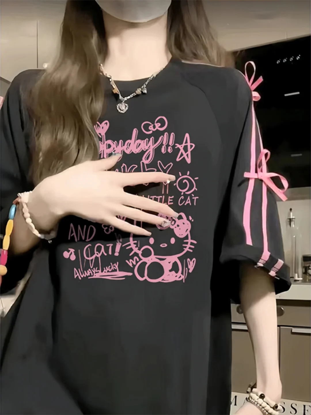 🎀黑粉甜酷T恤！凯蒂猫+蝴蝶结太戳少女心