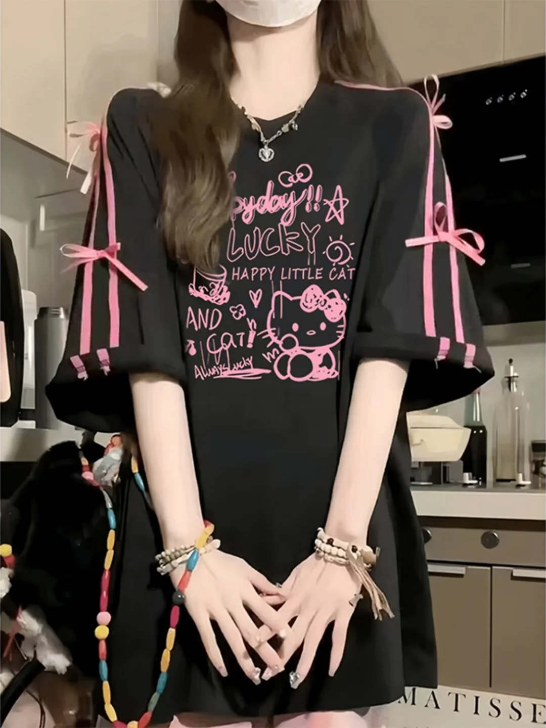 🎀黑粉甜酷T恤！凯蒂猫+蝴蝶结太戳少女心