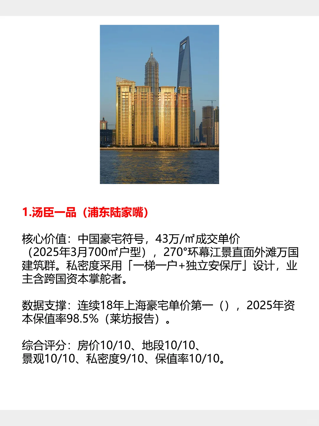 上海十大豪宅排名！欢迎指正！