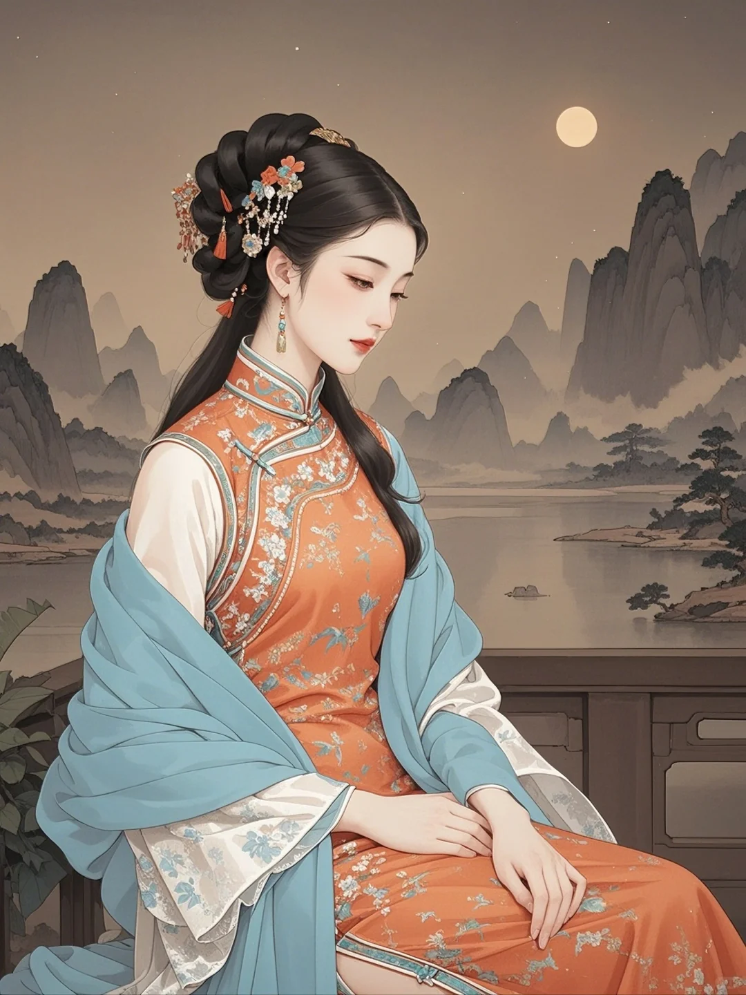 古风💕旗袍佳人映古韵，柔光如画