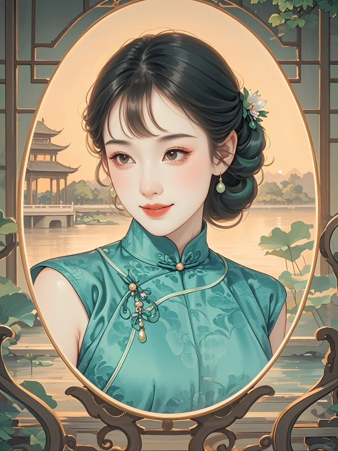 古风💕旗袍佳人映古韵，柔光如画