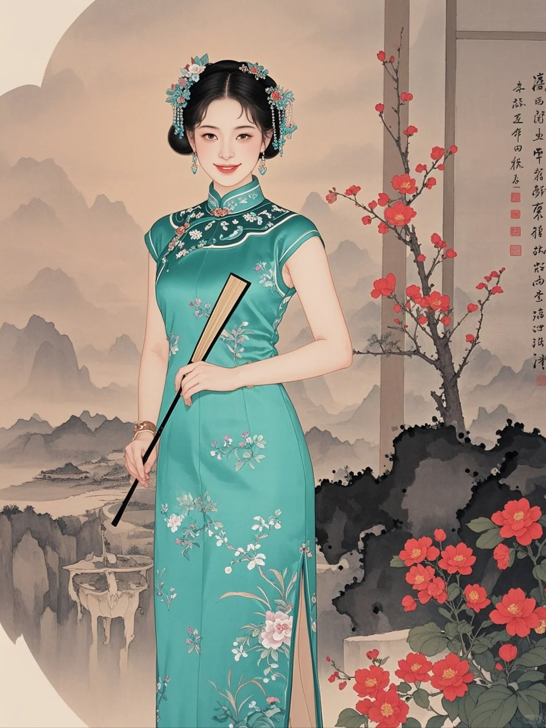 古风💕旗袍佳人映古韵，柔光如画