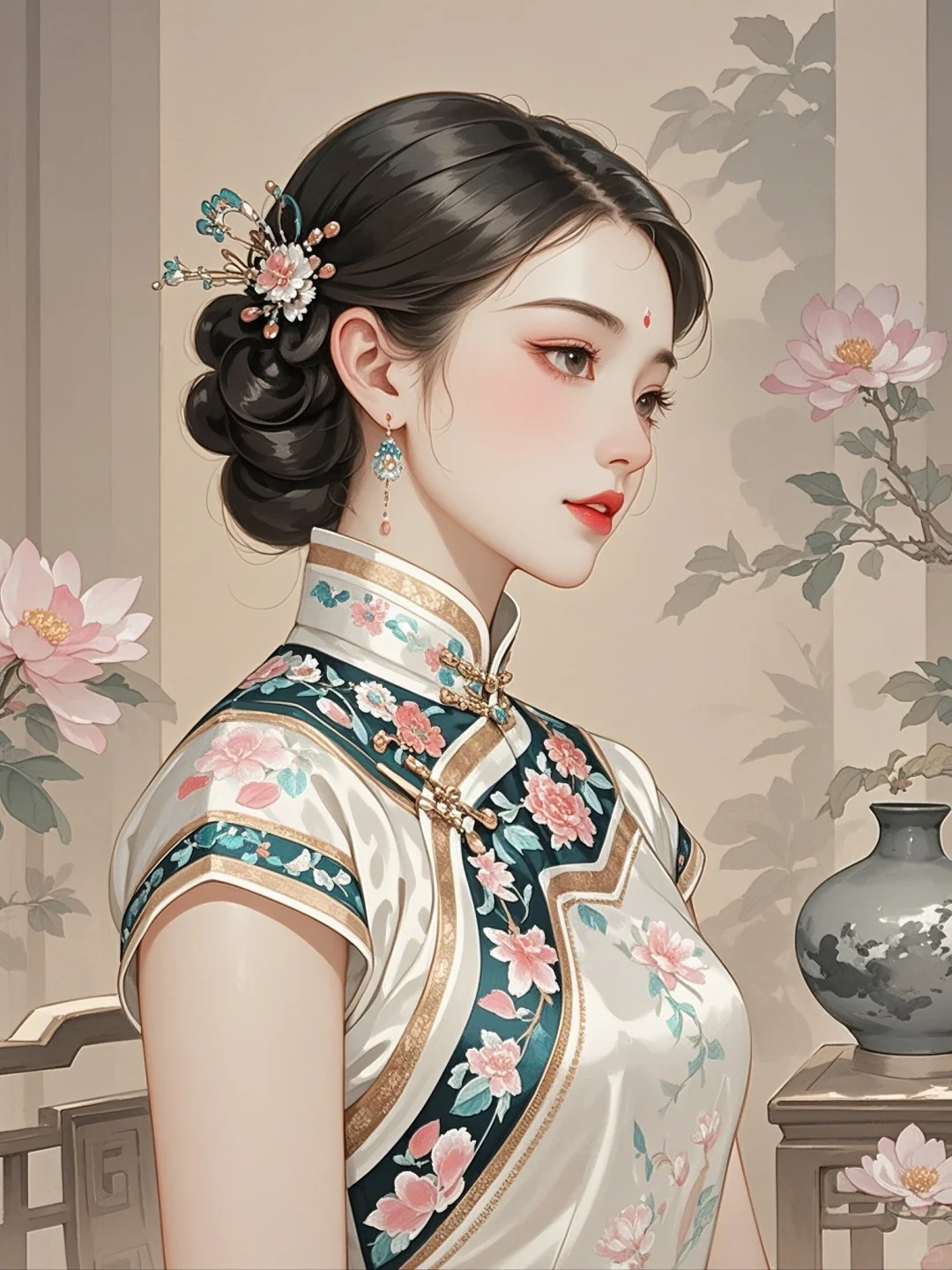 古风💕旗袍佳人映古韵，柔光如画