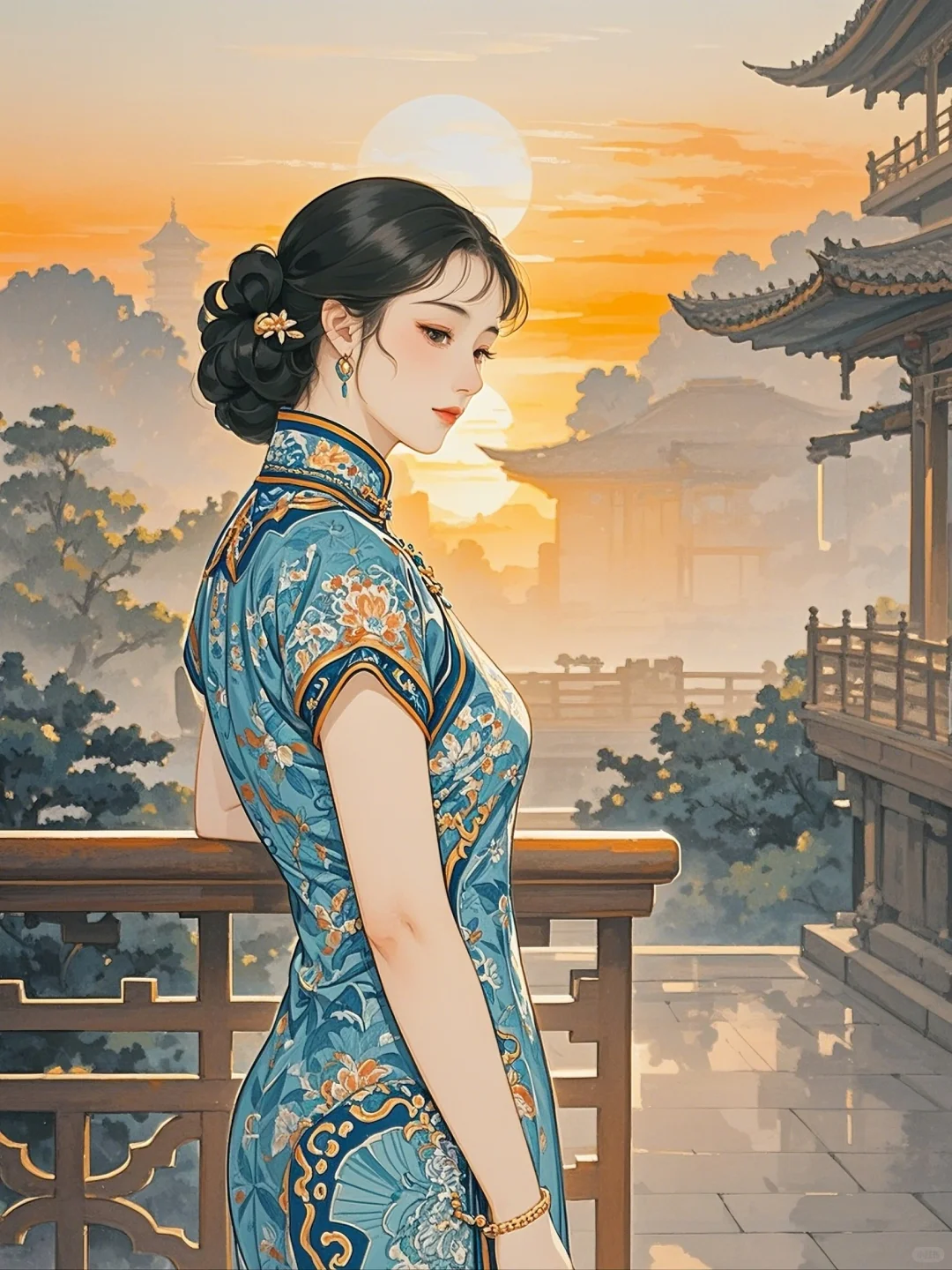 古风💕旗袍佳人映古韵，柔光如画