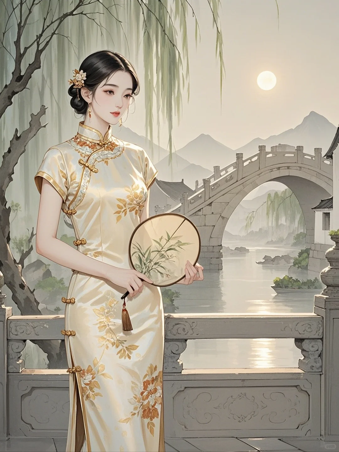 古风💕旗袍佳人映古韵，柔光如画