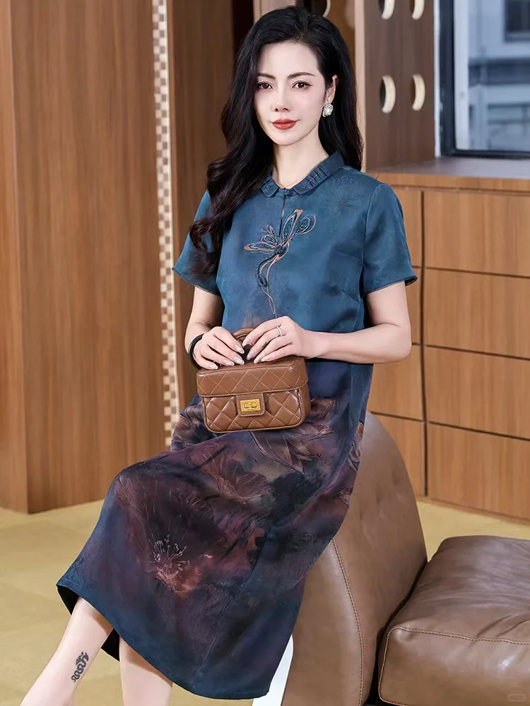 香云纱连衣裙中老年女装夏装