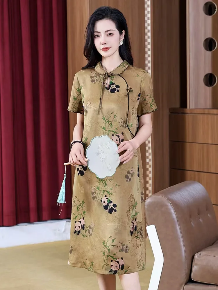 香云纱连衣裙中老年女装夏装