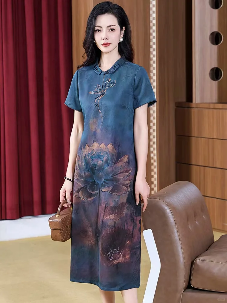 香云纱连衣裙中老年女装夏装