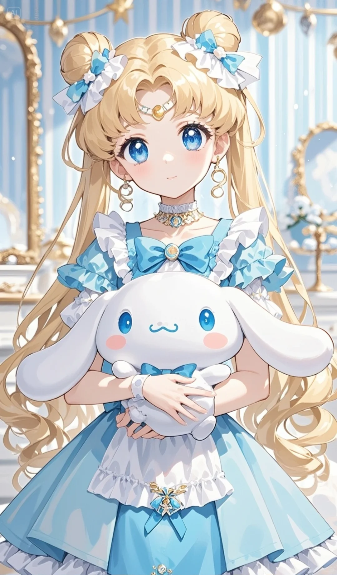 蓝色系美少女与玉桂狗壁纸💙🩵🩶🤍