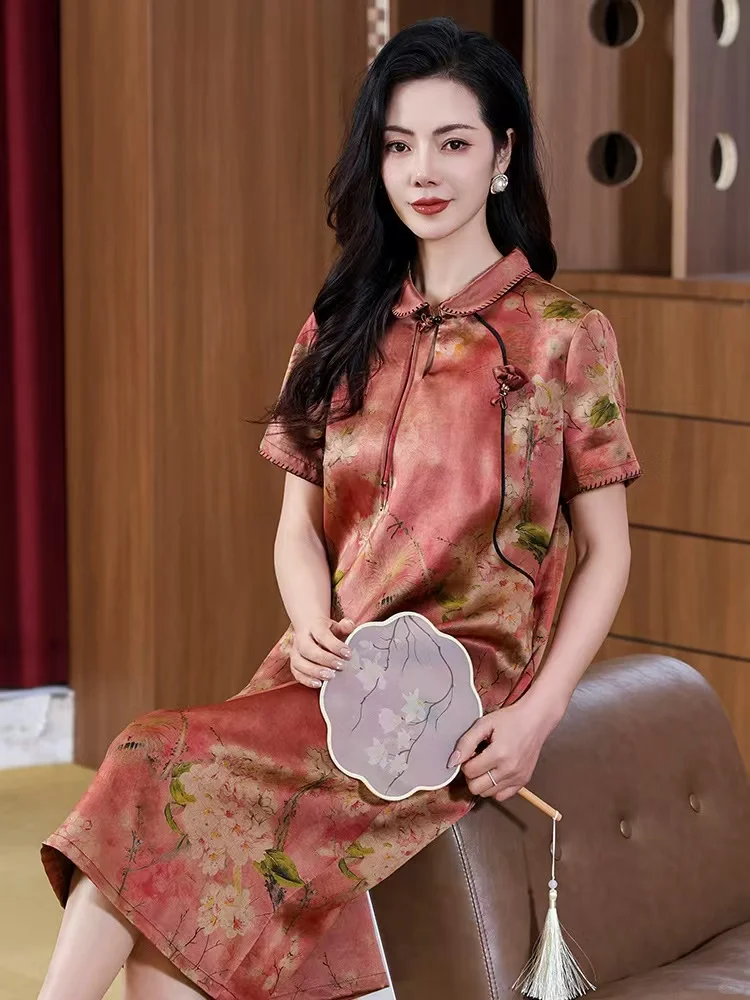 香云纱连衣裙中老年女装夏装