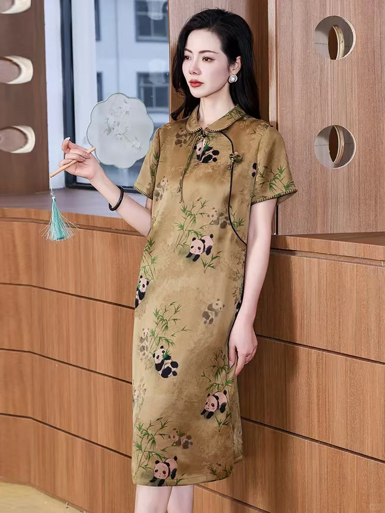 香云纱连衣裙中老年女装夏装