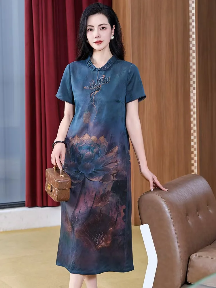 香云纱连衣裙中老年女装夏装