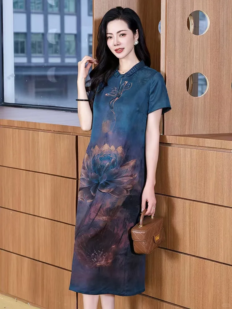香云纱连衣裙中老年女装夏装