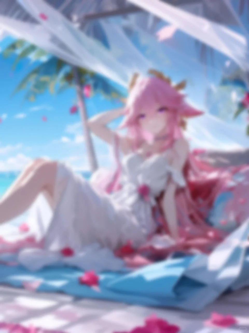 海滩度假┃八重神子┃原神壁纸