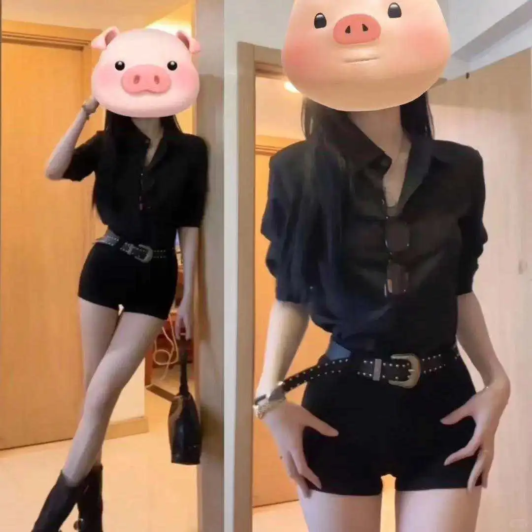 套装女2025春季新款纯欲风辣妹穿搭衬衫